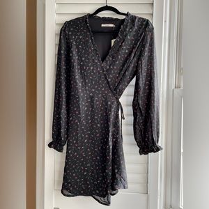 Cute Date Night, Rose Pattern, Knee-length, Wrap dress